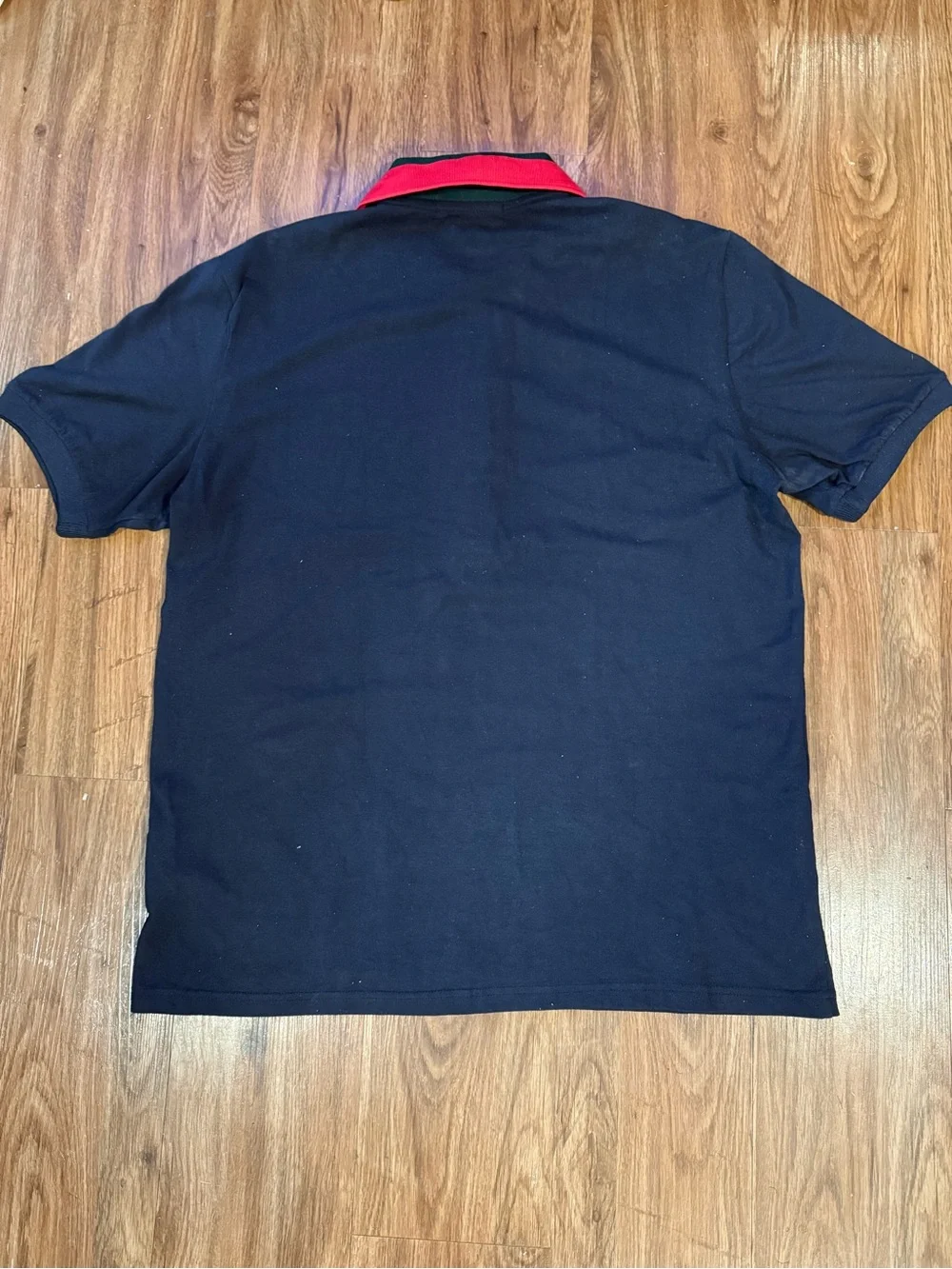 Vintage Gucci Black Unisex Polo Shirt w Red & Green Web collar EUR Size XXXL